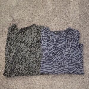 Avenue Gray Animal Print Top